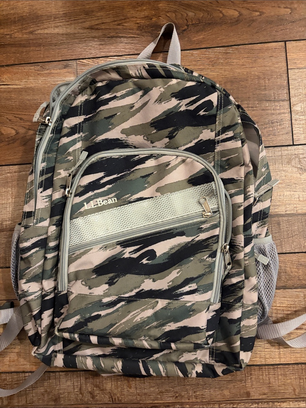 L.L. Bean Camouflage Backpack in Green, Black, Tan